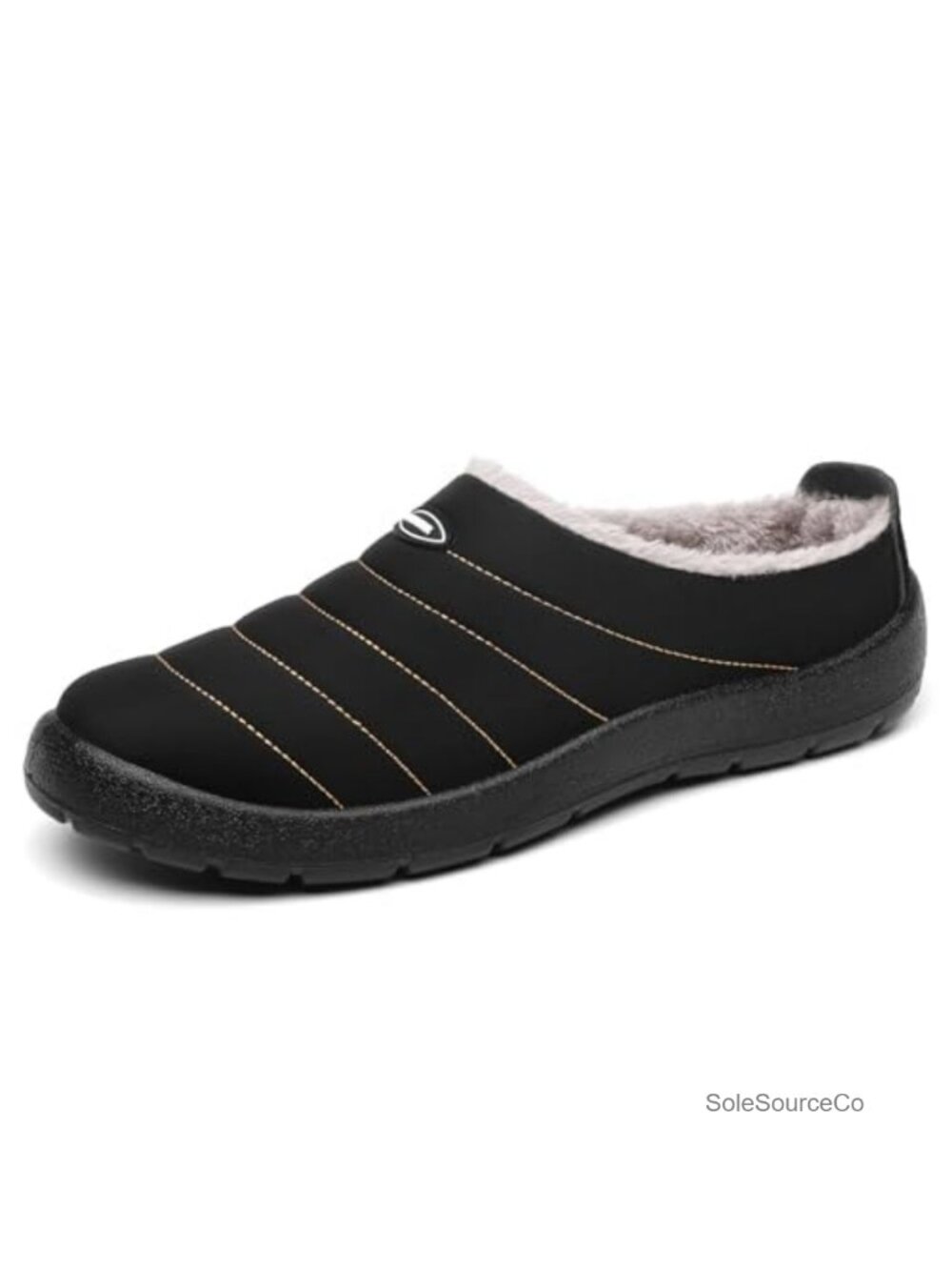 Warm Fur Lined House Slippers Water-Resistant Oxford Cloth Non-Slip